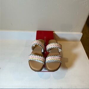 Sandals Kelly & Katie Women's White Sandals Rainbow Size 6 W Brand New with Box